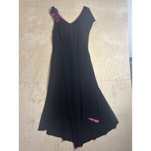 Citrine Womens US 14 Dress Maxi Asymmetrical Hem Black Purple Flower